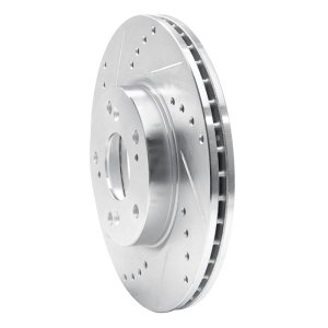 Acura ILX Brake Rotor (1) - Front Left - R1 Concepts - Drilled & Slotted - Silver - `03-`17